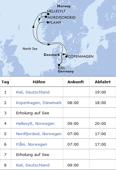 Norwegen ab Kiel, MSC Euribia vom 04.10.2025 bis 11.10.2025