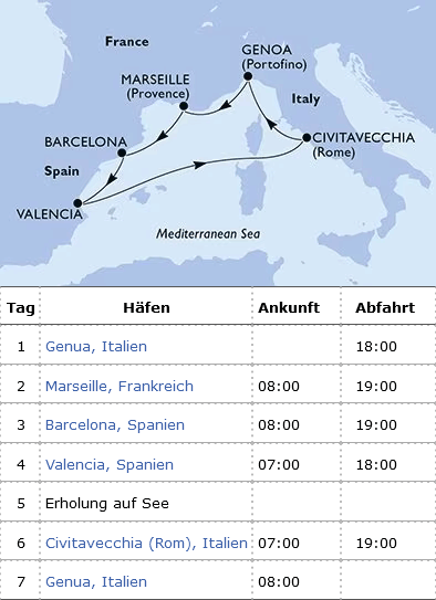 Westliches Mittelmeer mit der MSC Magnifica vom 22.12.2024 bis 28.12.2024