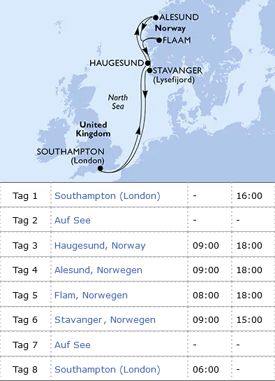 Norwegen ab Southampton mit MSC Virtuosa 31.08.2024