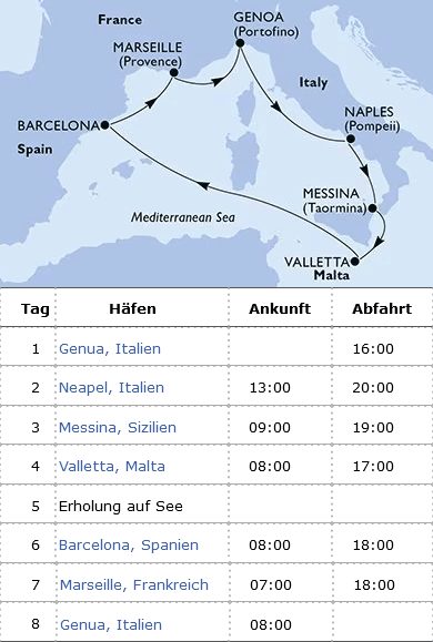 Mittelmeer ab Genua, MSC World Europa von April bis Oktober 2025