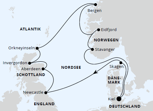 England, Schottland & Norwegen ab Kiel, AIDAbella vom 10.06.2025 bis 22.06.2025