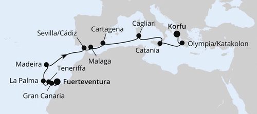 Von Fuerteventura nach Korfu, AIDAblu vom 11.04.2025 bis 26.04.2025