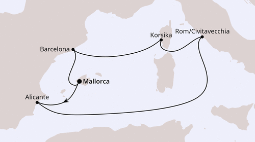 AIDAcosma vom 19.04.2025 bis 26.04.2025, AIDA Osterreise durchs Mittelmeer ab Mallorca