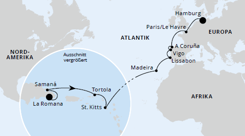 Dominikanische Republik nach Hamburg 3, AIDAluna vom 12.04.2025 bis 01.05.2025