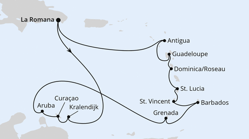 AIDAperla vom 10.12.2026 bis 24.12.2026, Kreuzfahrt AIDA Karibische Inseln ab Dominikanische Republik