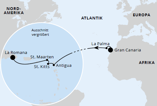 AIDAperla vom 14.11.2026 bis 26.11.2026, Kreuzfahrt AIDA Von Gran Canaria in die Dominikanische Republik