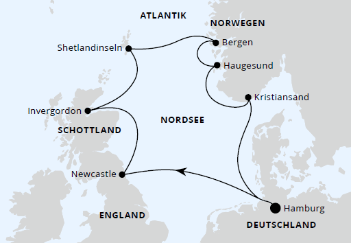 AIDAsol - Grossbritannien & Norwegen, AIDAsol 19.05.2024, 26.07.2024, 16.08.2024, 19.05.2024, 06.09.2024 und 27.09.2024