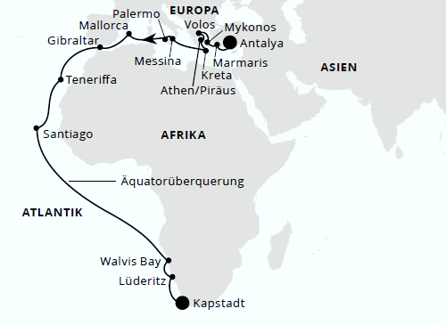 AIDAstella - Von Antalya über Namibia nach Kapstadt, AIDAstella vom 13.10.2025 bis 12.11.2025