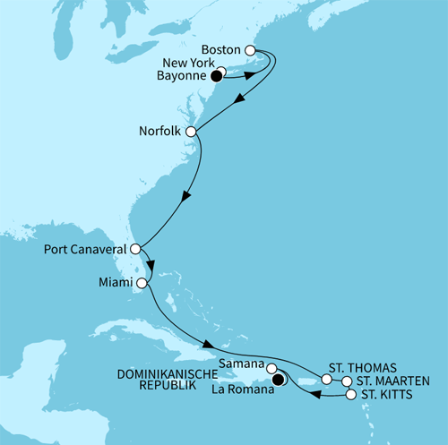 Mein Schiff 1 - USA Ostküste & Karibiksonne mit der Mein Schiff 1 vom 23.10.2024 bis 08.11.2024, TUI Cruises