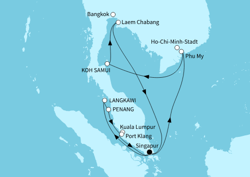 Mein Schiff 6 vom 23.12.2025 bis 06.01.2026, TUI Cruises - Festtage in Südostasien ab/bis Singapur